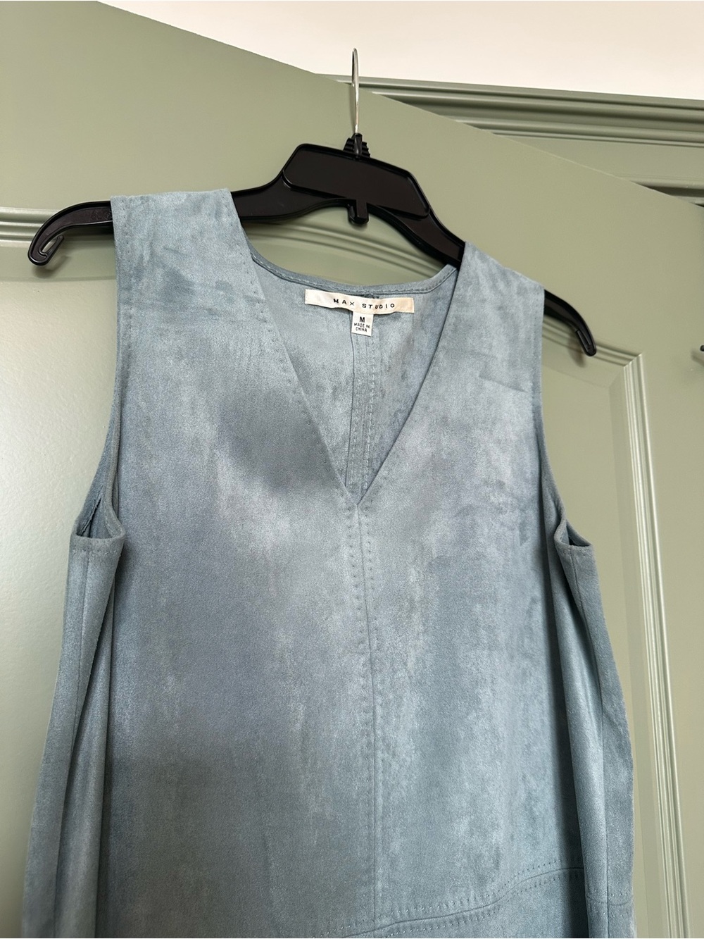 Max Studio Light Blue Suede-Look V-Neck Camisole
